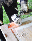 Using a Speedheater Cobra to safely remove paint from a door. Infrared technology for preservation work on old houses.