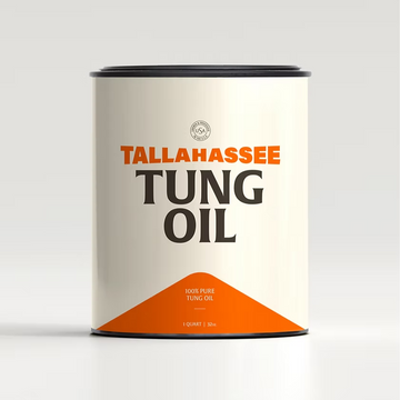 Can of Tallahassee Tung Oil on a white background